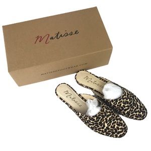 Matisse Natural Leo Leopard Leather Zip It Mules Women Sz 6.5